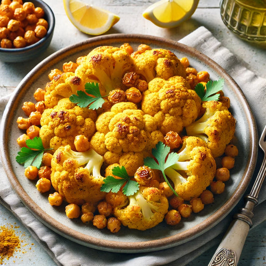 Turmeric Roasted Cauliflower and Chickpeas