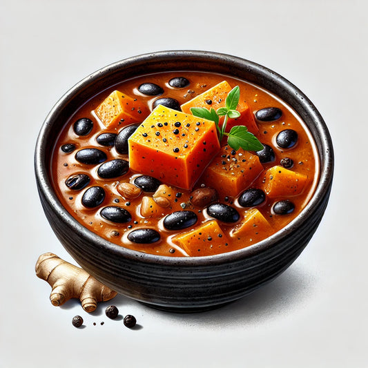 Ginger Spiced Sweet Potato and Black Bean Soup