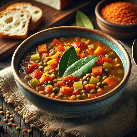 Vegetable Lentil Soup with Bay Leaf