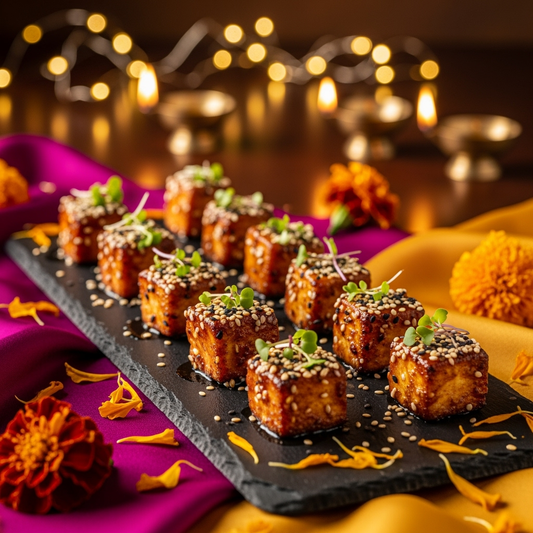 Spiced Nutmeg & Clove Paneer Bites with Cinnamon Honey Glaze