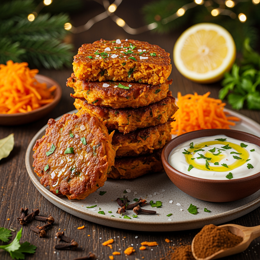 Crispy Sweet Potato Fritters with Herb-Yogurt Dip