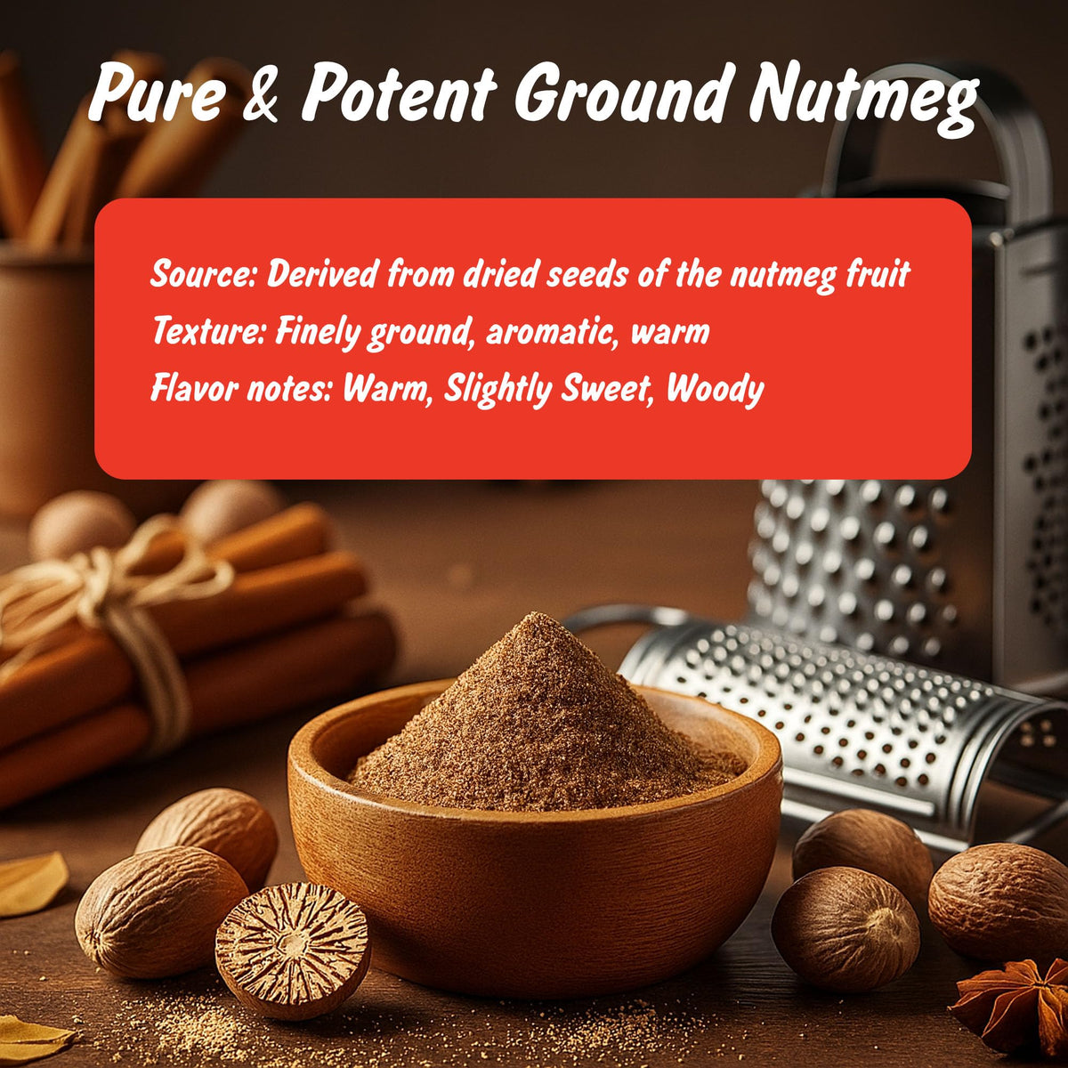 Spice Profile USDA Organic Ground Nutmeg Powder, 3.5 oz, Lab Tested