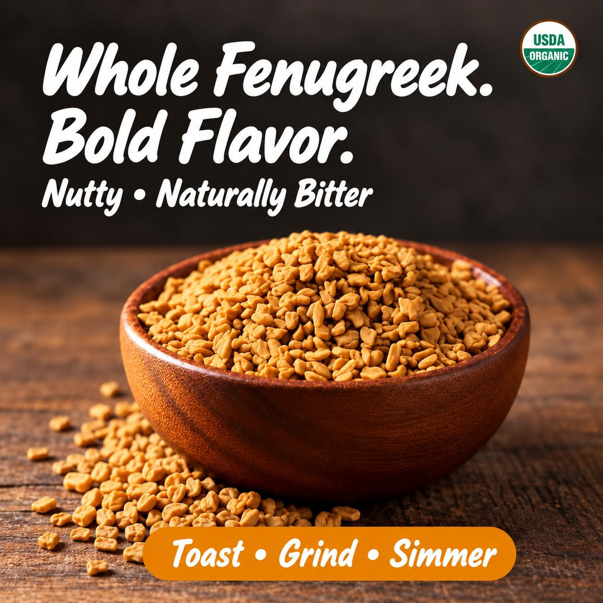Spice Profile Organic Fenugreek Seeds | 4 oz | Lab Tested