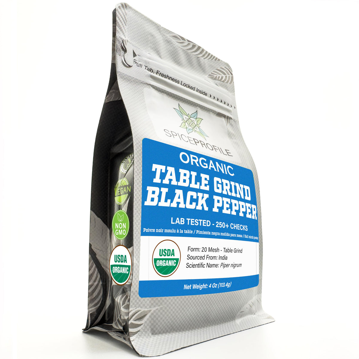 Spice Profile Organic Table Grind Black Pepper | 4 oz | Lab Tested