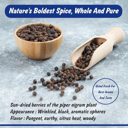 Spice Profile Organic Whole Black Peppercorns | 4 oz | Lab Tested
