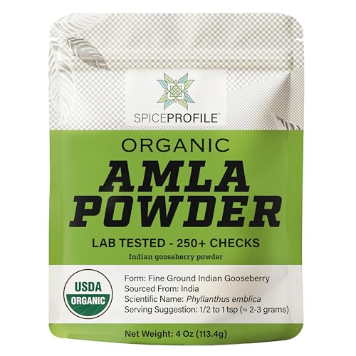 Spice Profile USDA Organic Amla Powder, Lab Tested for Heavy Metals, Resealable 4oz Pouch, Amalaki, Grosella Espinosa India