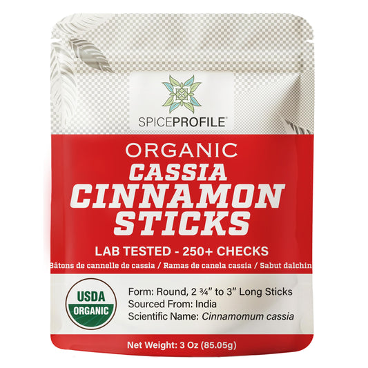 Spice Profile USDA Organic Cassia Cinnamon Sticks, Lab Tested for Heavy Metals, Resealable 3 oz Pouch, Sabut Dalchini, Canela En Rama