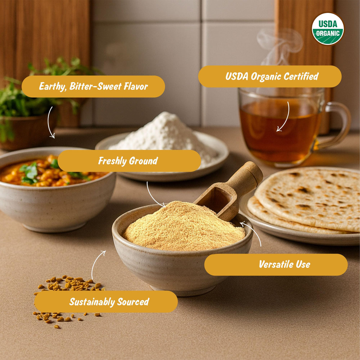 Spice Profile Organic Fenugreek Powder | 16 oz | Lab Tested