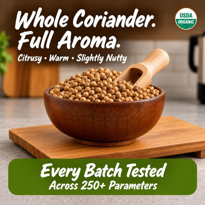 Spice Profile Organic Whole Coriander Seeds | 4 oz | Lab Tested
