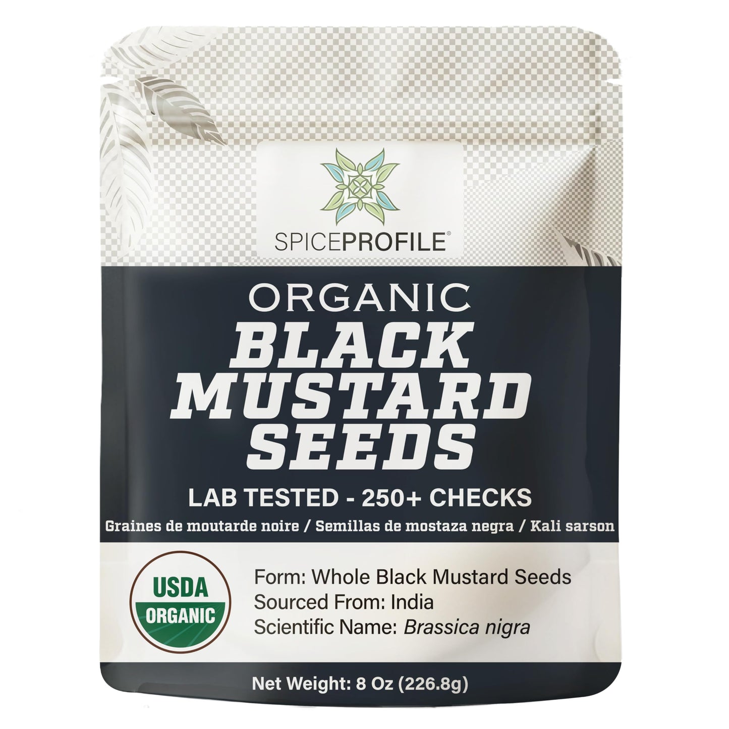 Spice Profile USDA Organic Black Mustard Seeds, Lab Tested, Resealable 8 oz Pouch, Kaali Rai/Sarson, Mostaza Negra en Grano