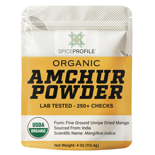 Spice Profile USDA Organic Amchur Powder, Lab Tested for Heavy Metals, Resealable 4oz Pouch, Amchur Powder, Polvo de Mango