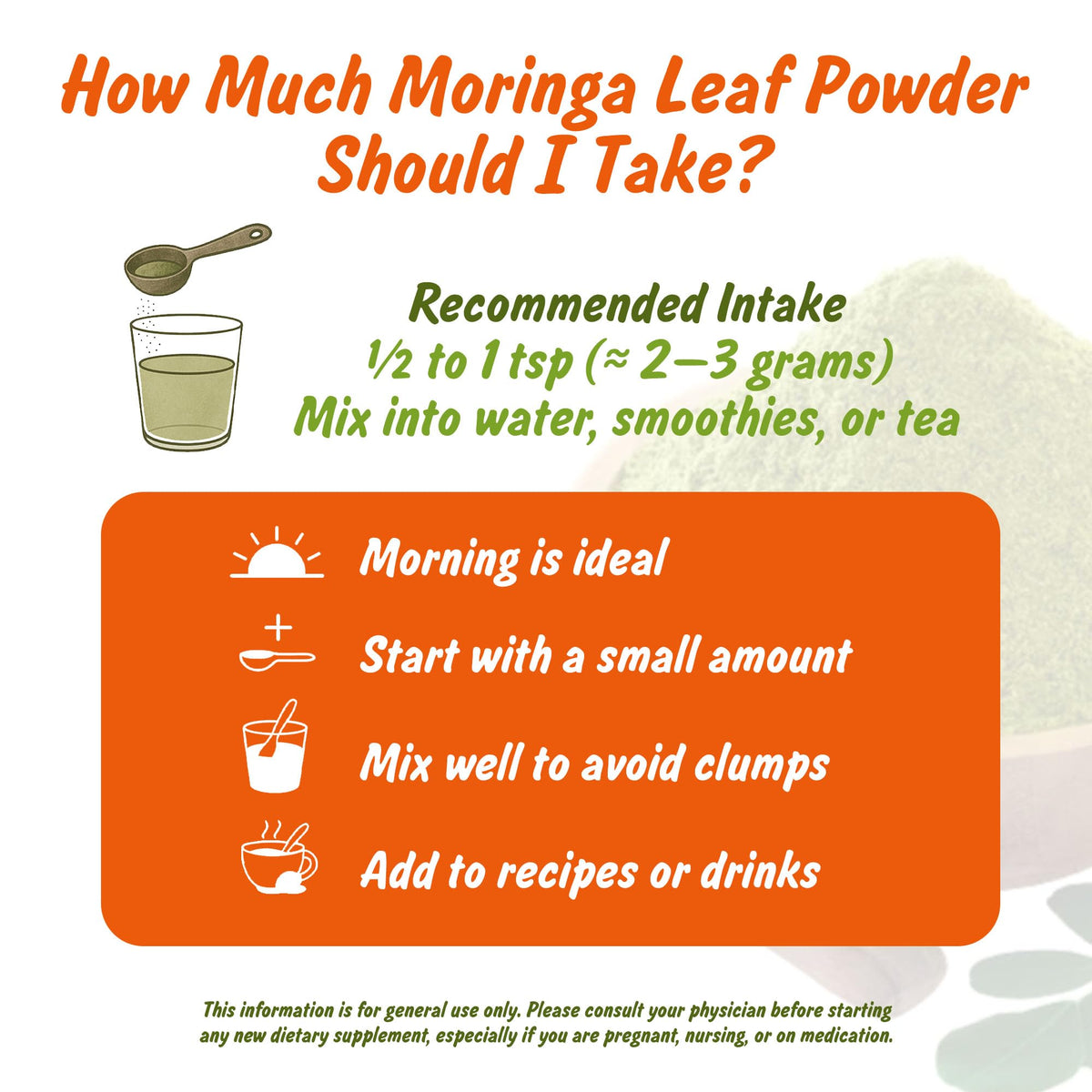 Spice Profile Organic Moringa Powder | 4 oz | Lab Tested