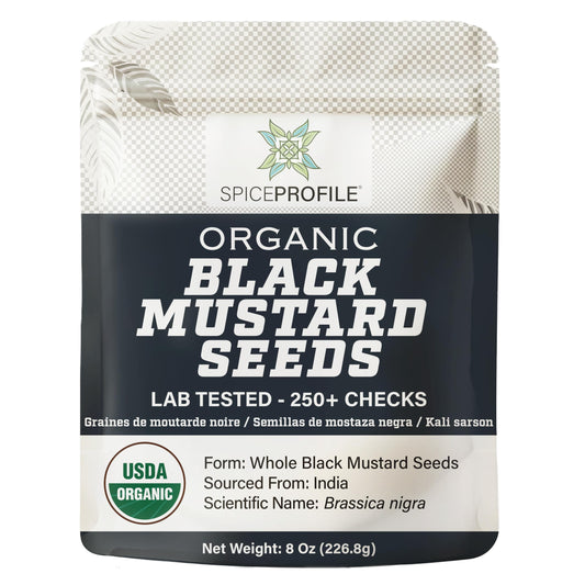 Spice Profile USDA Organic Black Mustard Seeds, Lab Tested, Resealable 8 oz Pouch, Kaali Rai/Sarson, Mostaza Negra en Grano