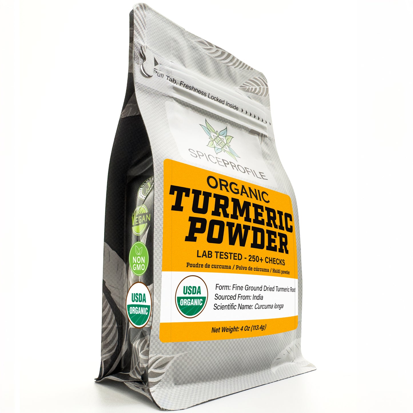 Spice Profile USDA Organic Turmeric Powder, Lab Tested for Heavy Metals, Resealable 4oz Pouch, Haldi, Cúrcuma