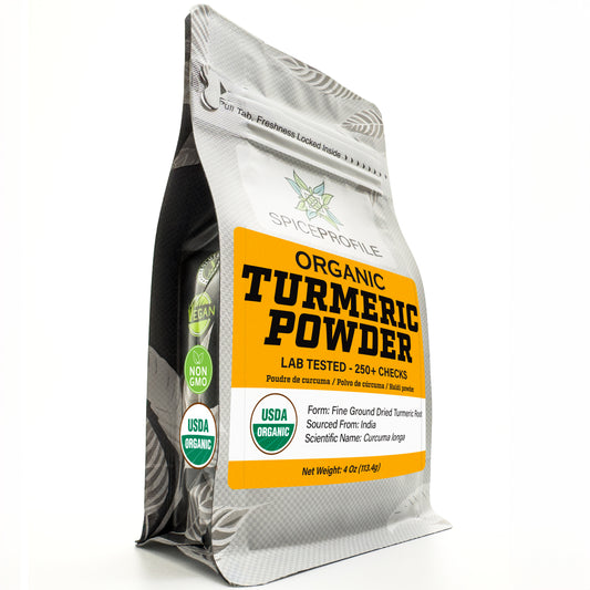 Spice Profile USDA Organic Turmeric Powder, Lab Tested for Heavy Metals, Resealable 4oz Pouch, Haldi, Cúrcuma