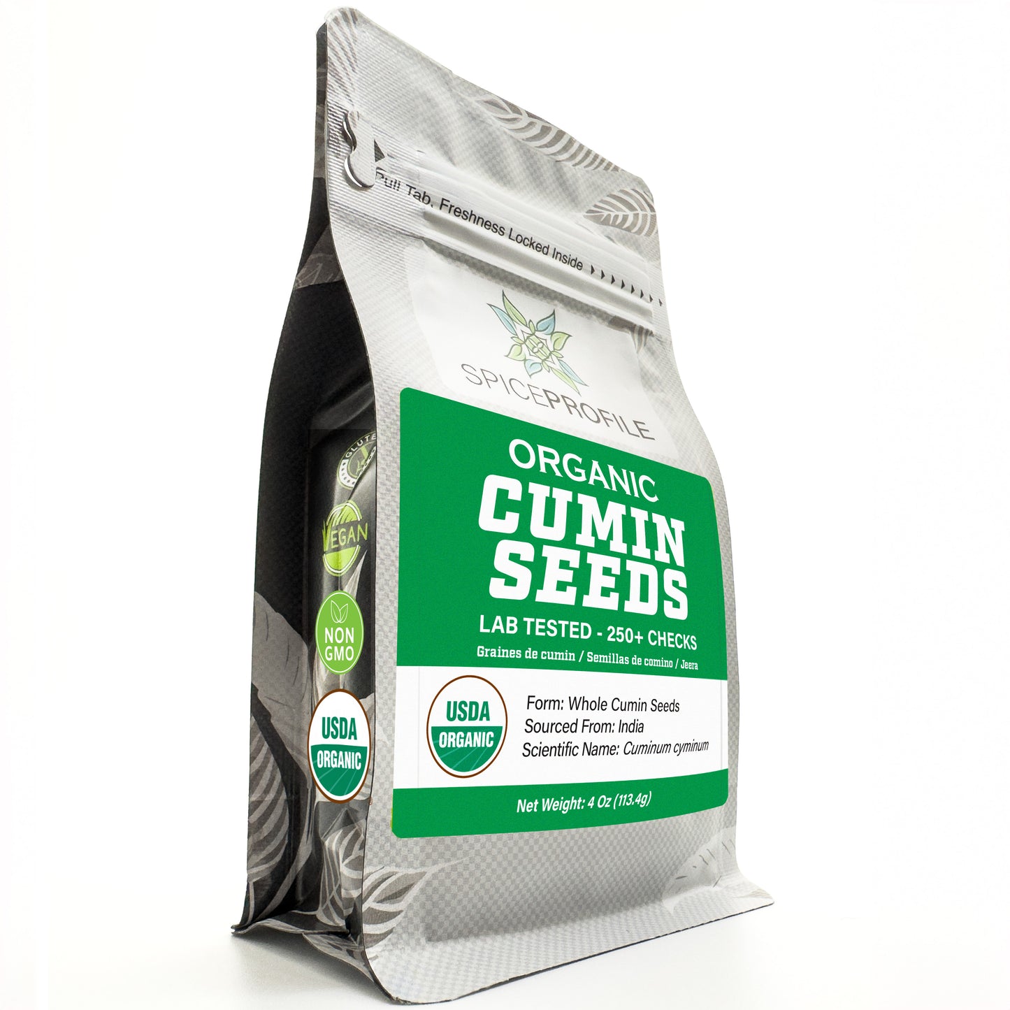 Spice Profile | USDA Certified Organic Cumin Seeds (Whole) | Resealable 4oz Pouch | Best for Tempering, Cooking, Spice Blends & Seasonings | Organic Jeera