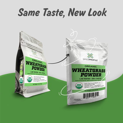 Spice Profile USDA Organic Wheatgrass Powder, Lab Tested for Heavy Metals, Resealable 4oz Pouch, Gehun Ka Ghas, Hierba de Trigo