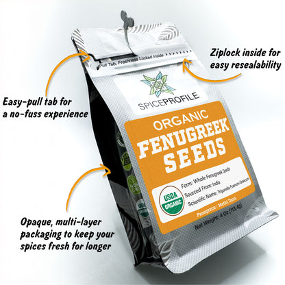 Organic Fenugreek Seeds 4oz | Methi Dana