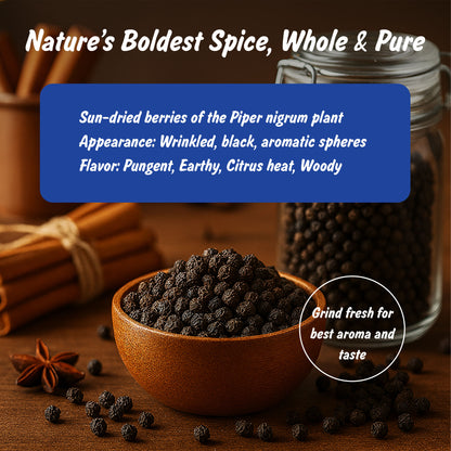 Organic Black Peppercorns Whole | Pungent & Spicy | Sabut Kali Mirch
