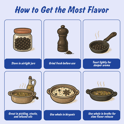 Organic Black Peppercorns Whole | Pungent & Spicy | Sabut Kali Mirch