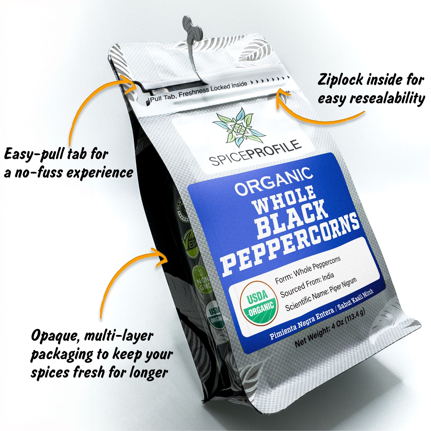 Organic Black Peppercorns Whole | Pungent & Spicy | Sabut Kali Mirch