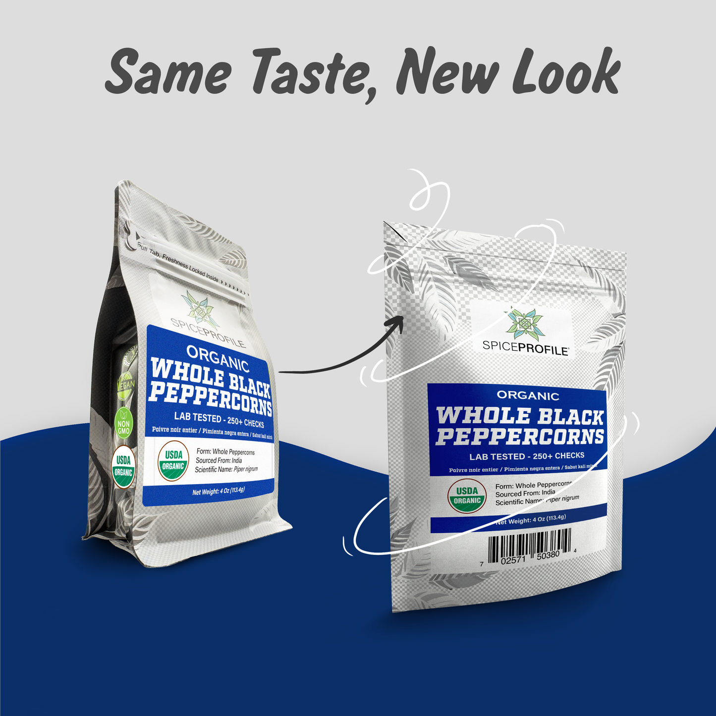 Spice Profile USDA Organic Black Peppercorns Whole, Lab Tested for Heavy Metals, Resealable 4oz Pouch, Kali Mirch, Pimienta Negra en Granos