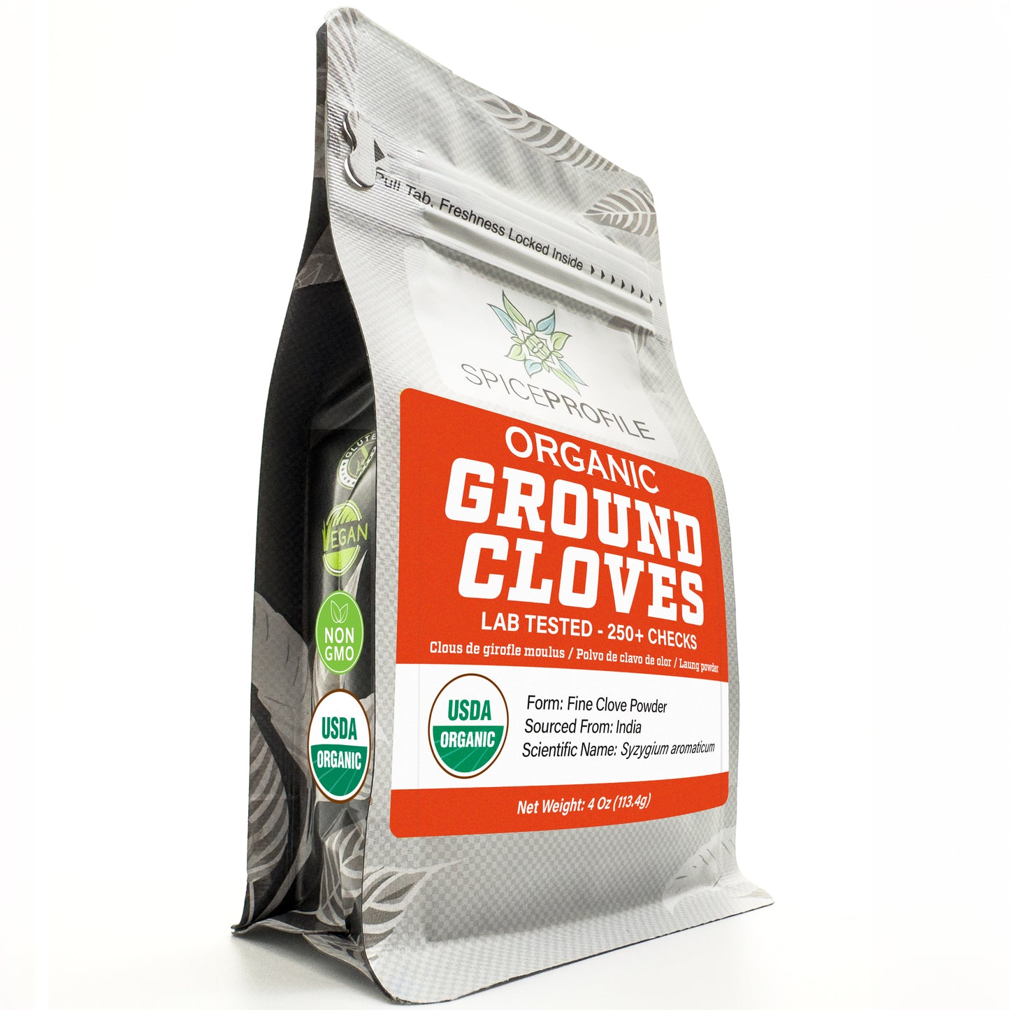 Spice Profile USDA Organic Ground Cloves, Lab Tested for Heavy Metals, Resealable 4 oz Pouch, Laung, Clavo Molido