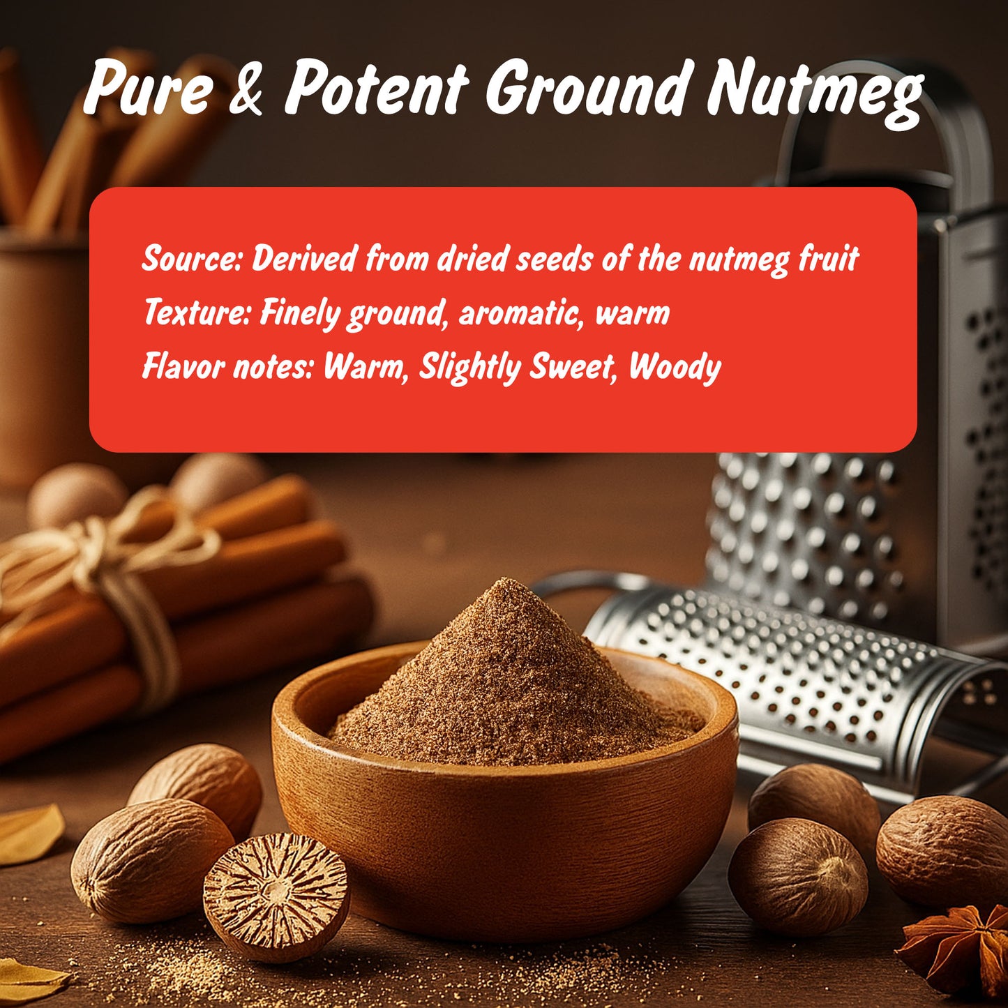 Spice Profile USDA Organic Ground Nutmeg, Lab Tested for Heavy Metals, Resealable 3.5 oz Pouch, Jaiphal Powder, Nuez Moscada