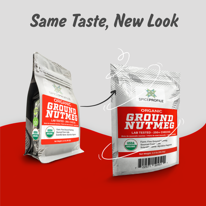 Spice Profile USDA Organic Ground Nutmeg, Lab Tested for Heavy Metals, Resealable 3.5 oz Pouch, Jaiphal Powder, Nuez Moscada