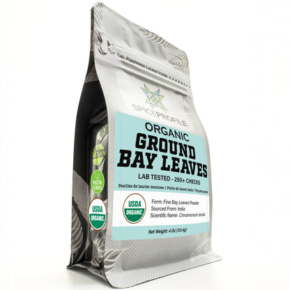 Spice Profile USDA Organic Ground Bay Leaves, Lab Tested for Heavy Metals, Resealable 4 oz Pouch, Tej Patta Powder, Polvo de Laurel