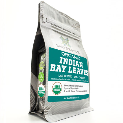 USDA Organic Bay Leaves, Lab Tested for Heavy Metals, Resealable 1oz Pouch, Tej Patta, Hojas de Laurel
