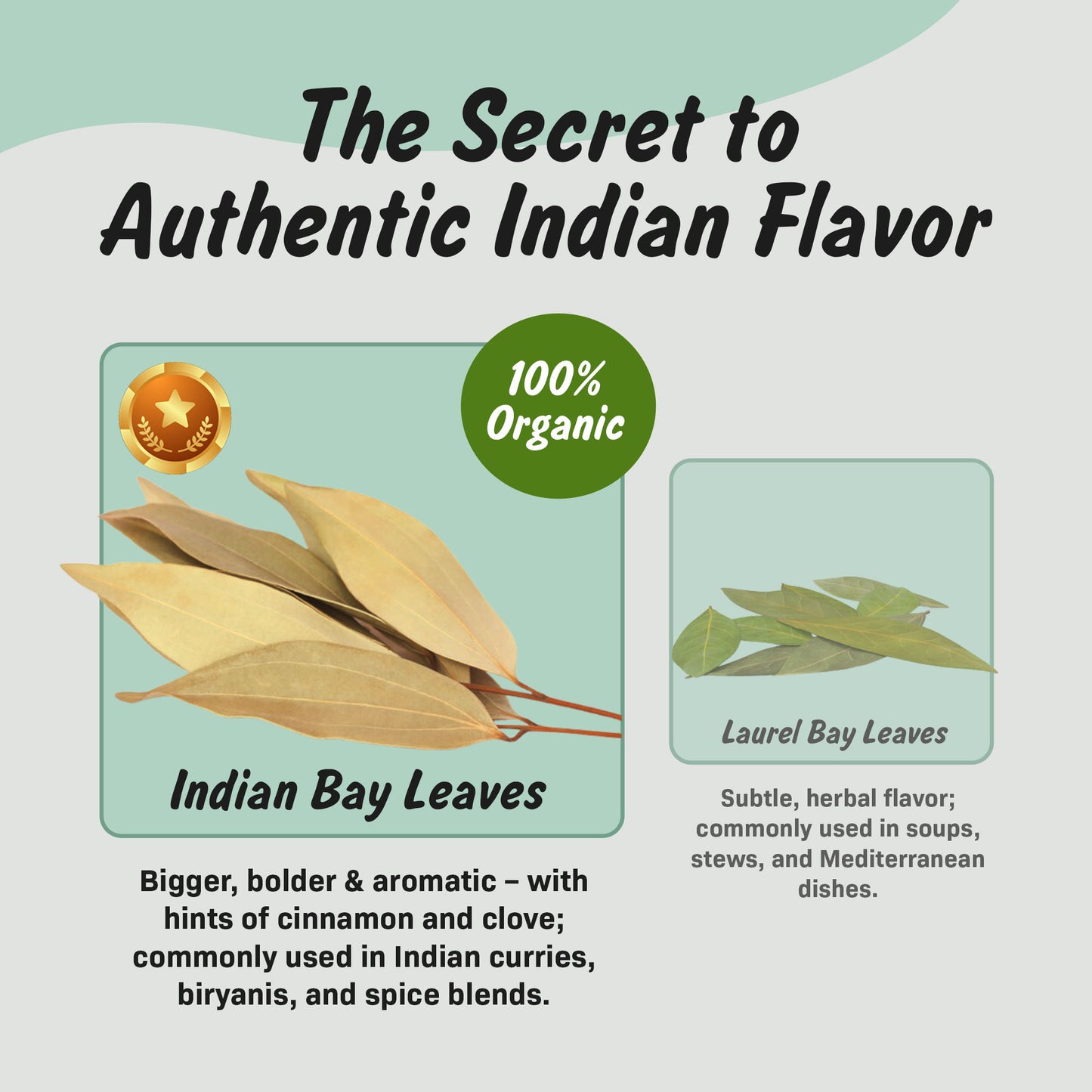 USDA Organic Bay Leaves, Lab Tested for Heavy Metals, Resealable 1oz Pouch, Tej Patta, Hojas de Laurel