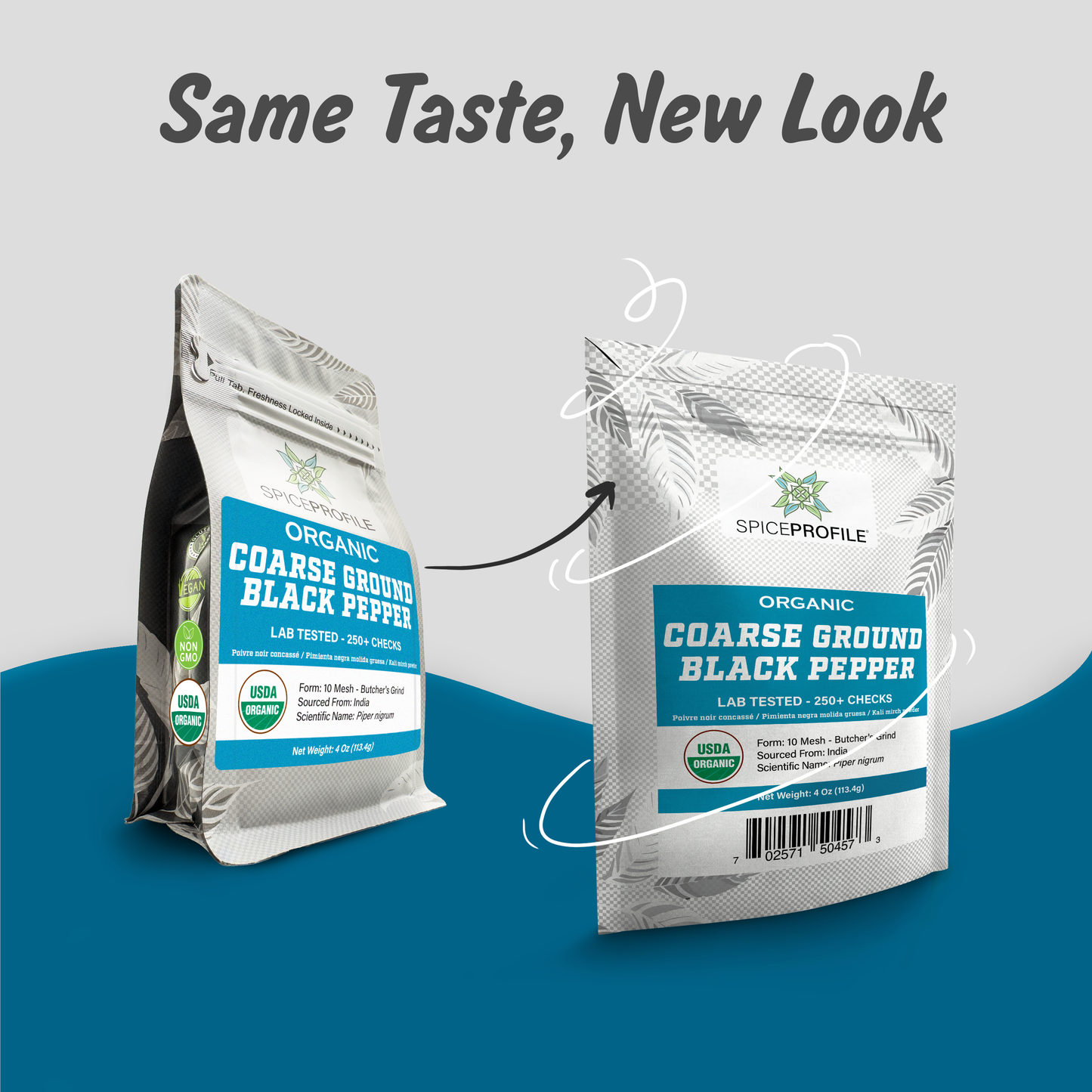 Spice Profile USDA Organic Coarse Ground Black Pepper, Lab Tested for Heavy Metals, Resealable 4 oz Pouch, Kaali Mirch, Pimienta Negra Molida