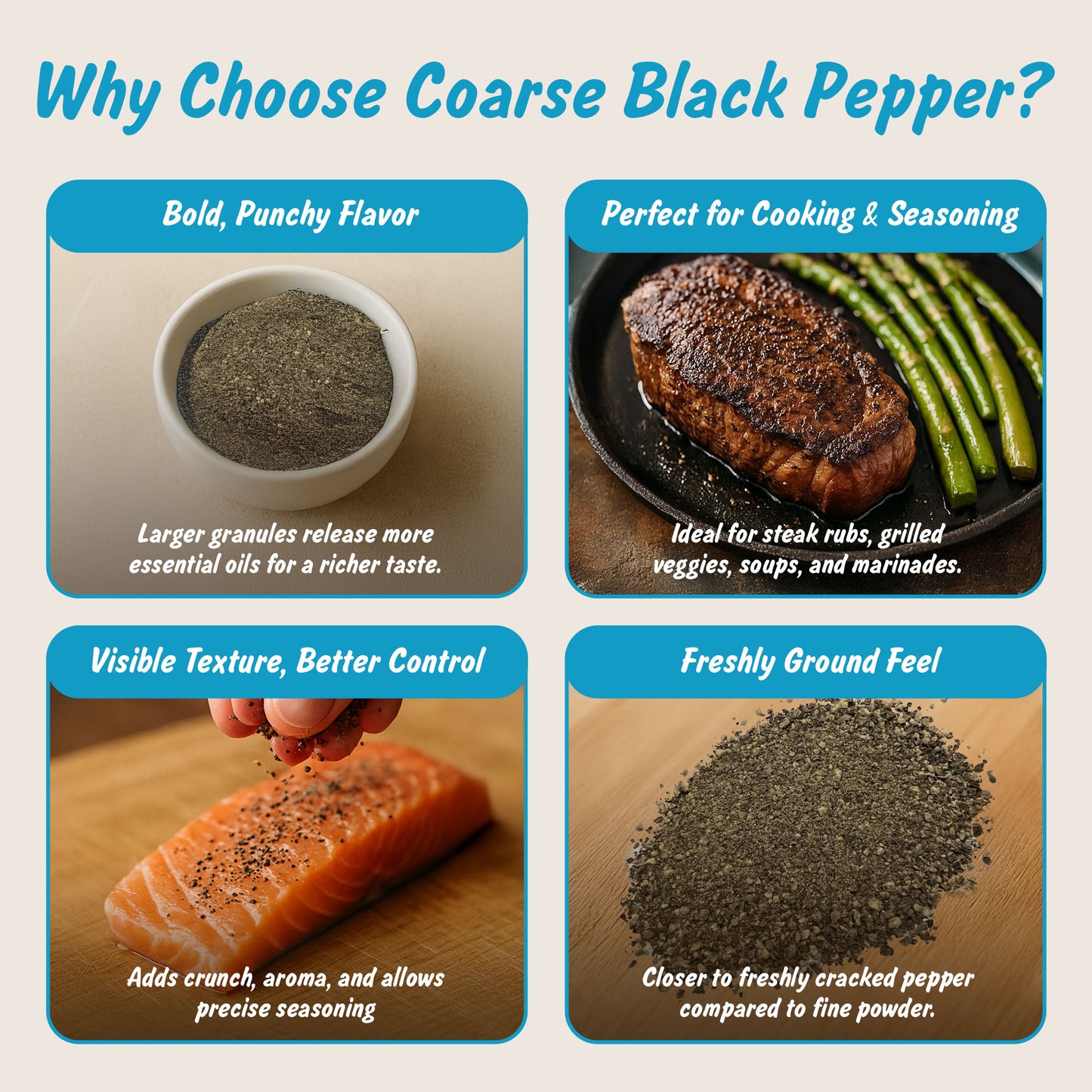 Spice Profile USDA Organic Coarse Ground Black Pepper, Lab Tested for Heavy Metals, Resealable 4 oz Pouch, Kaali Mirch, Pimienta Negra Molida