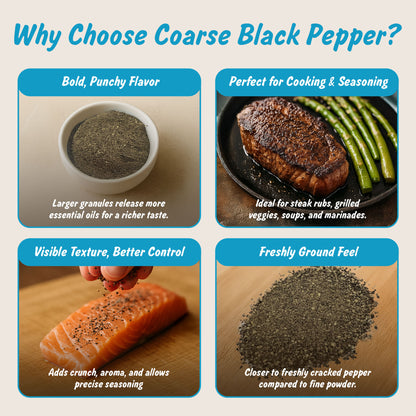 Spice Profile USDA Organic Coarse Ground Black Pepper, Lab Tested for Heavy Metals, Resealable 4 oz Pouch, Kaali Mirch, Pimienta Negra Molida