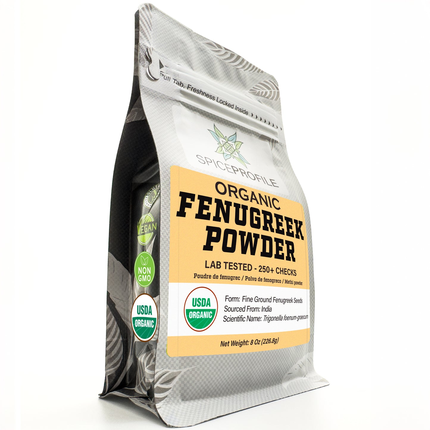 Spice Profile USDA Organic Fenugreek Powder, Lab Tested, Resealable 8 oz Pouch, Methi Ground, Polvo de Fenogreco