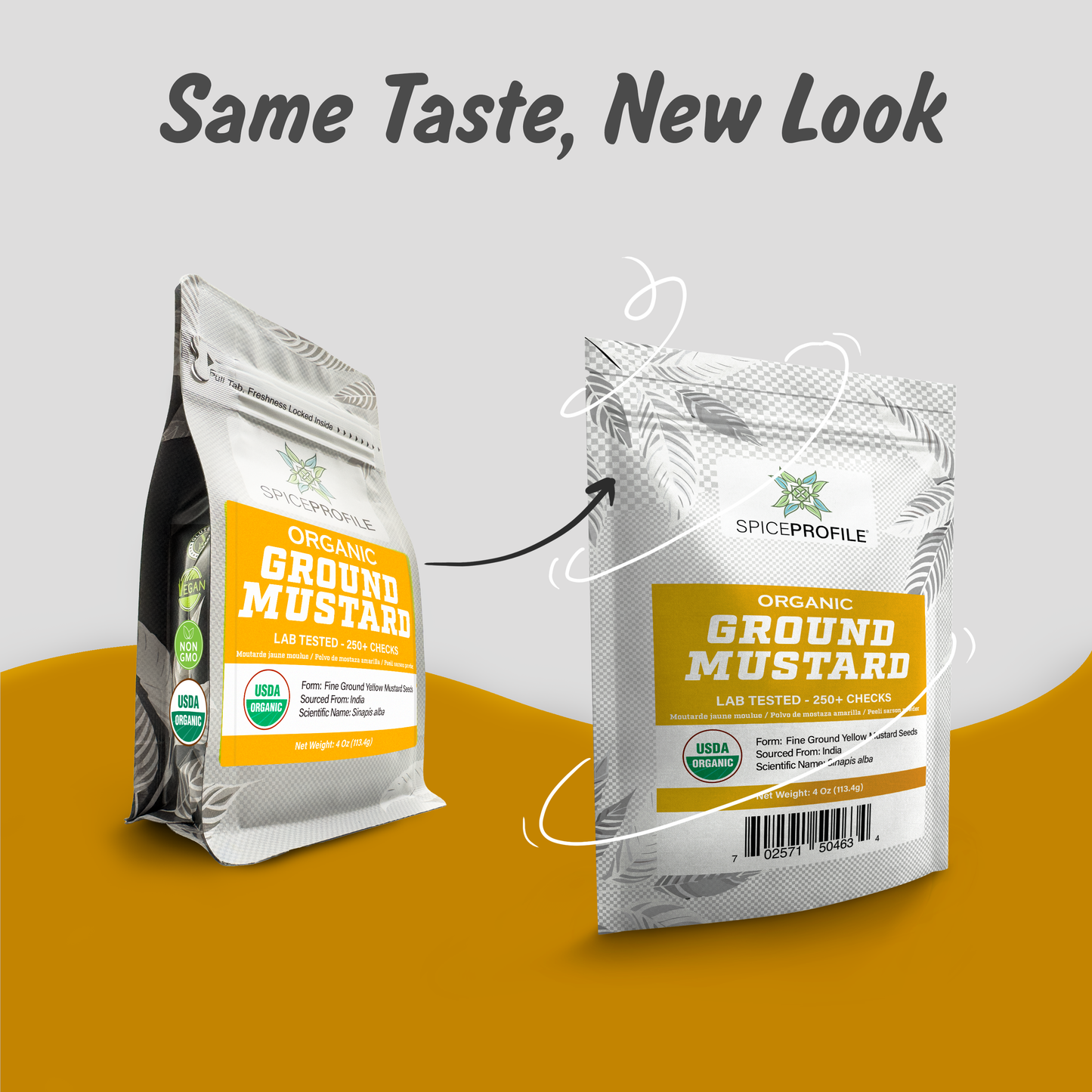 Spice Profile USDA Organic Ground Mustard, Lab Tested, Resealable 4 oz Pouch, Mostaza Amarilla Molida, Peeli Sarson