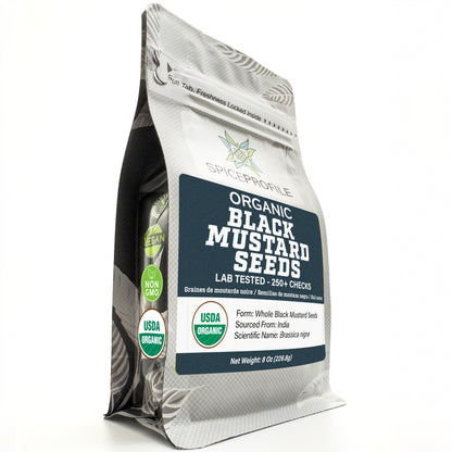 Spice Profile USDA Organic Black Mustard Seeds, Lab Tested, Resealable 8 oz Pouch, Kaali Rai/Sarson, Mostaza Negra en Grano