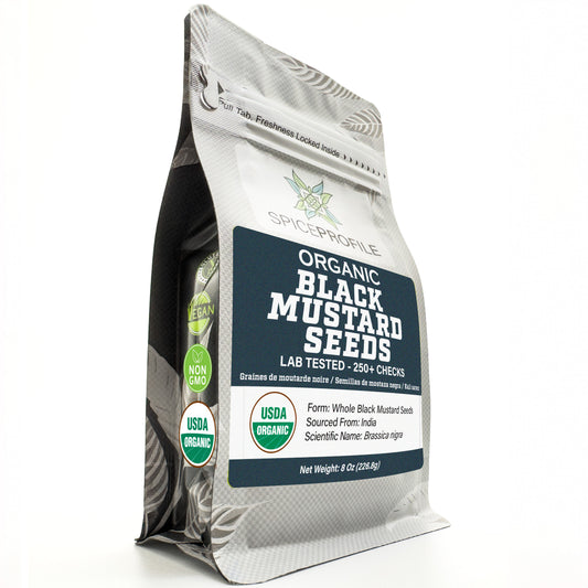 Spice Profile USDA Organic Black Mustard Seeds, Lab Tested, Resealable 8 oz Pouch, Kaali Rai/Sarson, Mostaza Negra en Grano