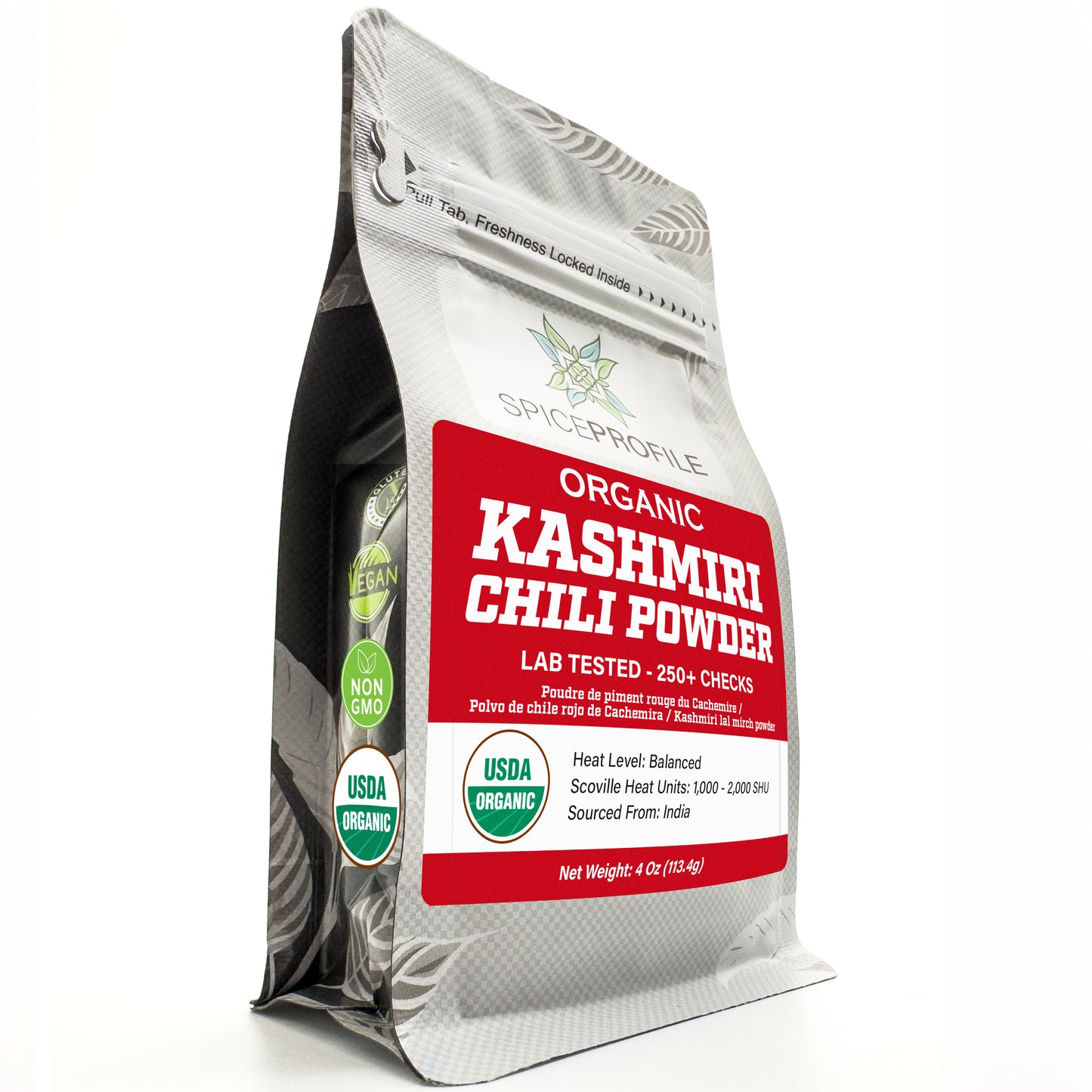 Spice Profile USDA Organic Low Heat Kashmiri Chili Powder, 4 oz, Lab Tested for Heavy Metals, Milder than Deggi Mirch Chilli, Chile rojo de Cachemira en polvo