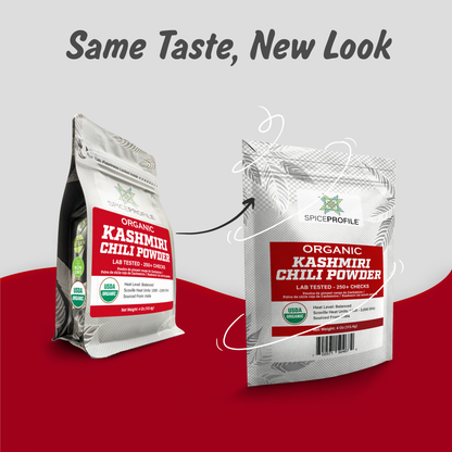 Spice Profile USDA Organic Low Heat Kashmiri Chili Powder, 4 oz, Lab Tested for Heavy Metals, Milder than Deggi Mirch Chilli, Chile rojo de Cachemira en polvo