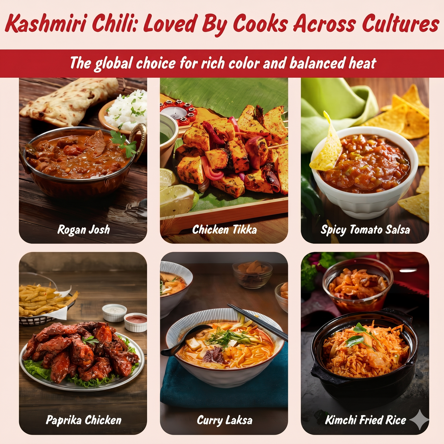 Spice Profile USDA Organic Low Heat Kashmiri Chili Powder, 4 oz, Lab Tested for Heavy Metals, Milder than Deggi Mirch Chilli, Chile rojo de Cachemira en polvo