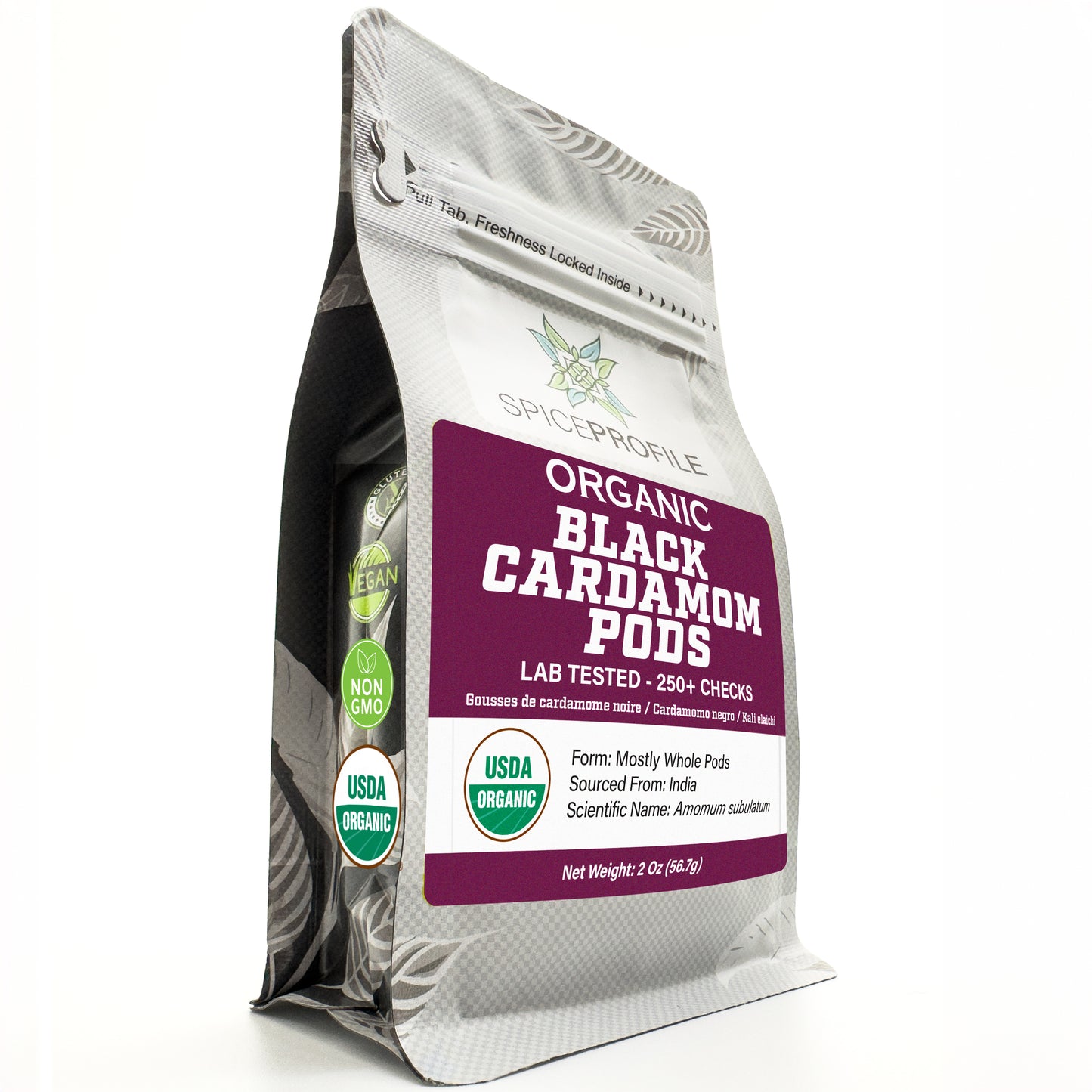 Spice Profile USDA Organic Whole Black Cardamom, 2 oz, Lab Tested for Heavy Metals, Kali Elaichi, Cardamomo Negro