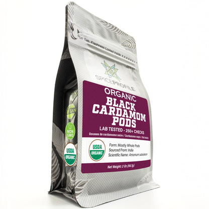 Spice Profile USDA Organic Whole Black Cardamom, 2 oz, Lab Tested for Heavy Metals, Kali Elaichi, Cardamomo Negro
