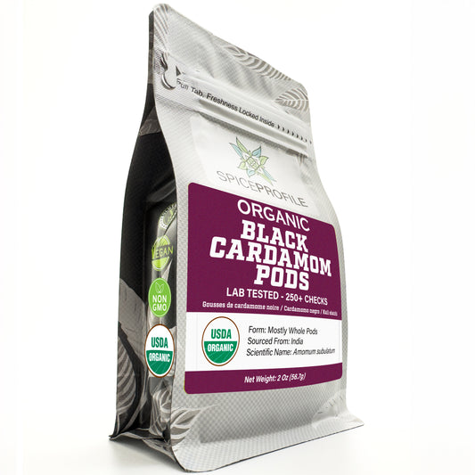 Spice Profile USDA Organic Whole Black Cardamom, 2 oz, Lab Tested for Heavy Metals, Kali Elaichi, Cardamomo Negro