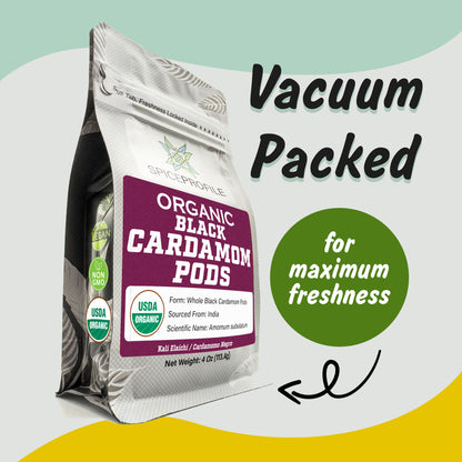Spice Profile USDA Organic Whole Black Cardamom, 2 oz, Lab Tested for Heavy Metals, Kali Elaichi, Cardamomo Negro