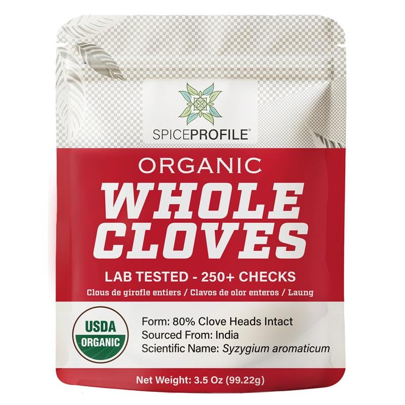 Spice Profile USDA Organic Whole Cloves, Lab Tested, Resealable 3.5 oz Pouch, Laung, Clavos de Olor