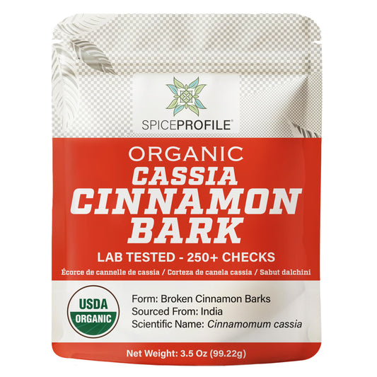 Spice Profile USDA Organic Cassia Cinnamon Stick Flat Barks (3.5oz), Lab Tested for Heavy Metals, Resealable Pouch, Dalchini, Canela Cassia