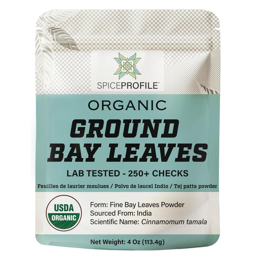 Spice Profile USDA Organic Ground Bay Leaves, Lab Tested for Heavy Metals, Resealable 4 oz Pouch, Tej Patta Powder, Polvo de Laurel