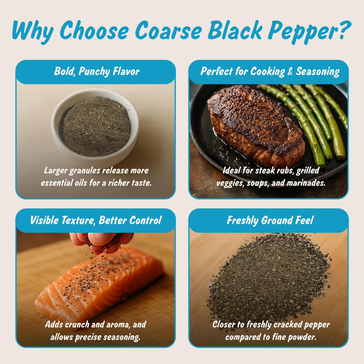 Spice Profile Organic Coarse Ground Black Pepper | 4 oz | Lab Tested